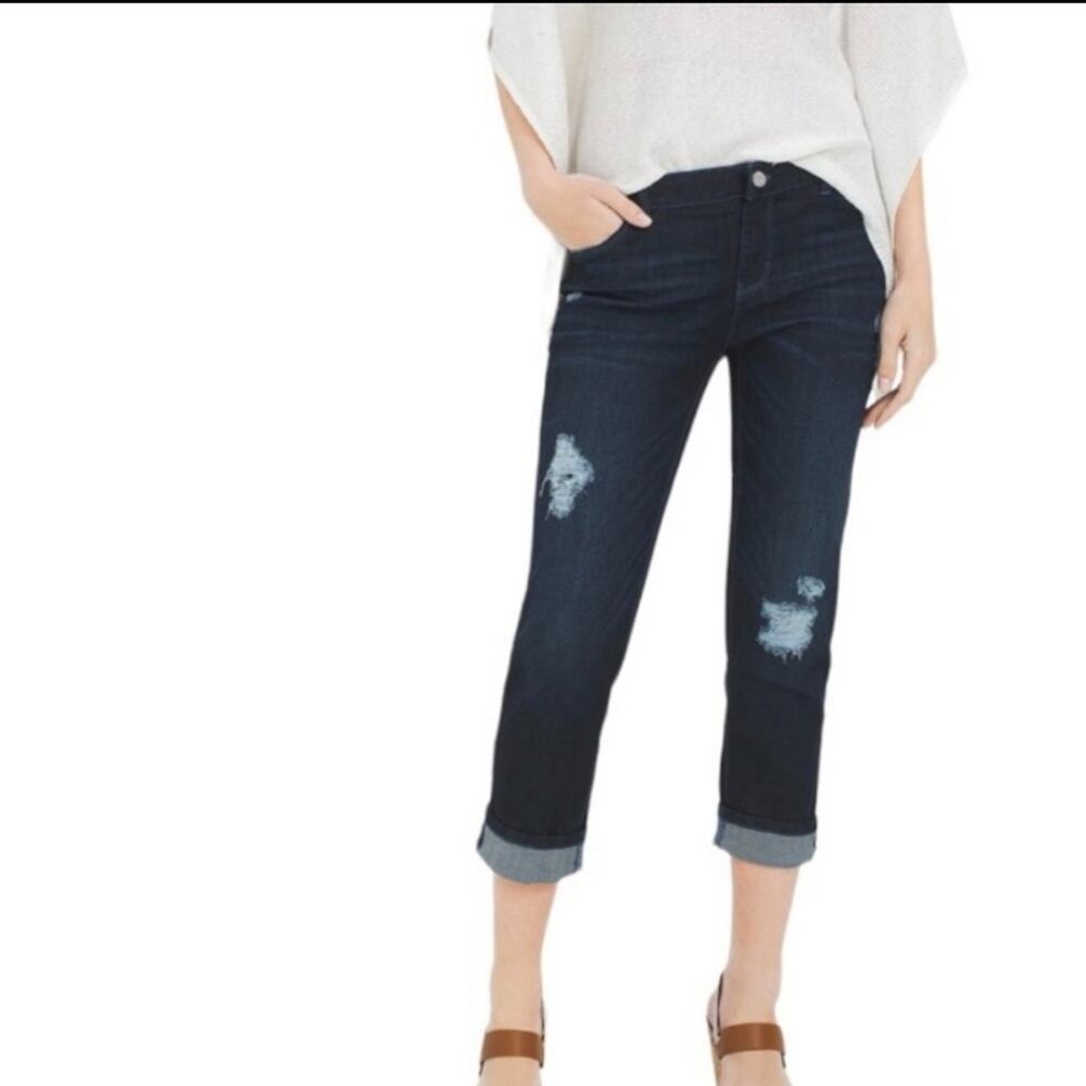 White House Black Market Women's Cropped Jeans - Dark Blue